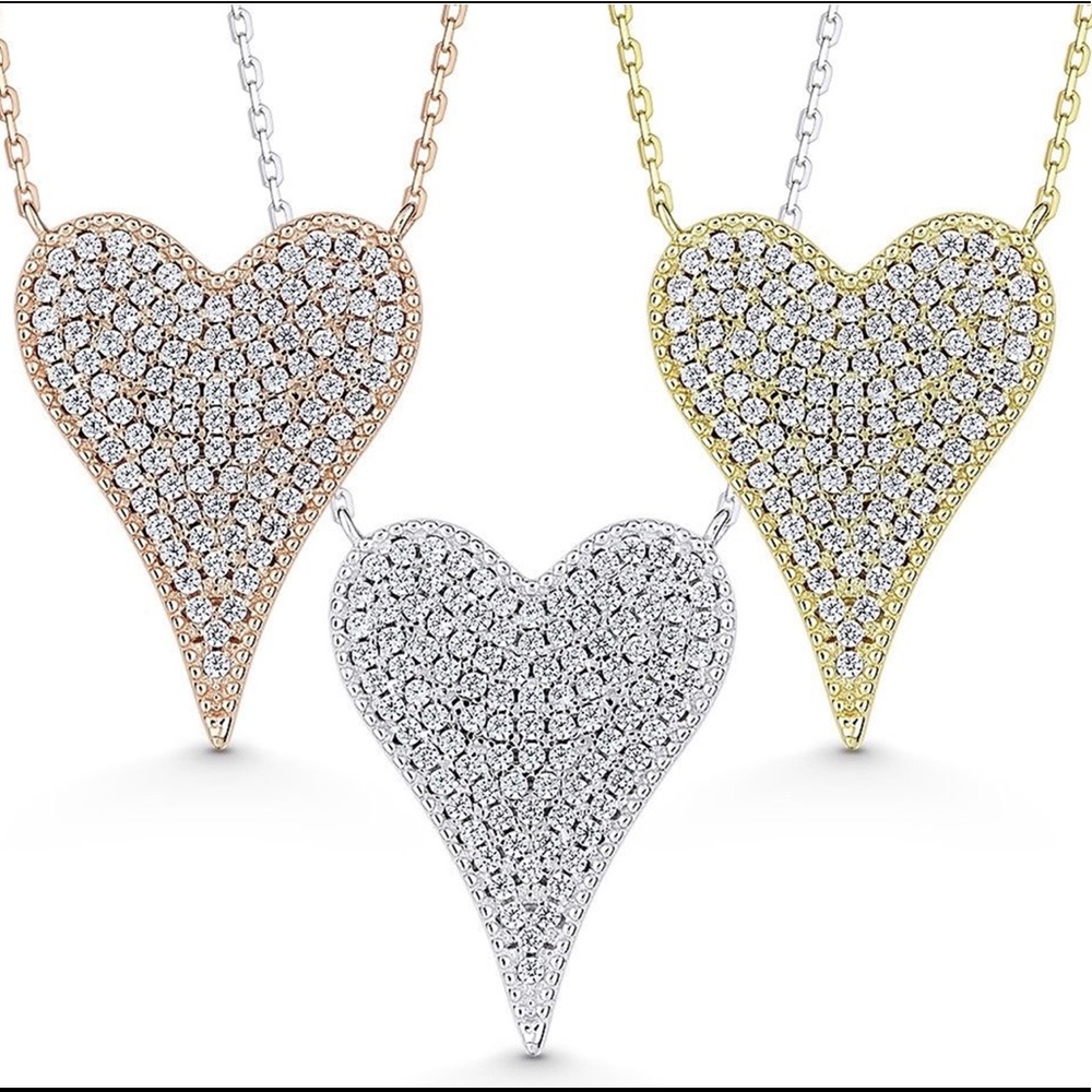 Pave heart necklace